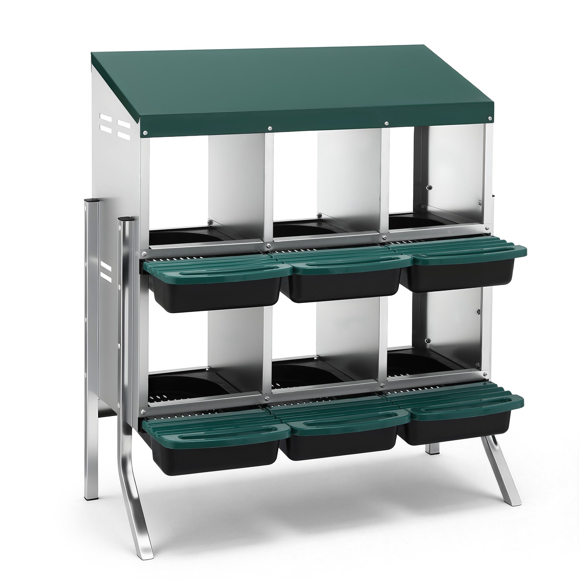 Chicken Nesting Box Roll Away Metal Nesting Box Wall Mounted 6 Holes Green - Pet Care > Coops & Hutches > Small Animal Habitats & Cages - Rivercity House & Home Co. (ABN 18 642 972 209) - Affordable Modern Furniture Australia