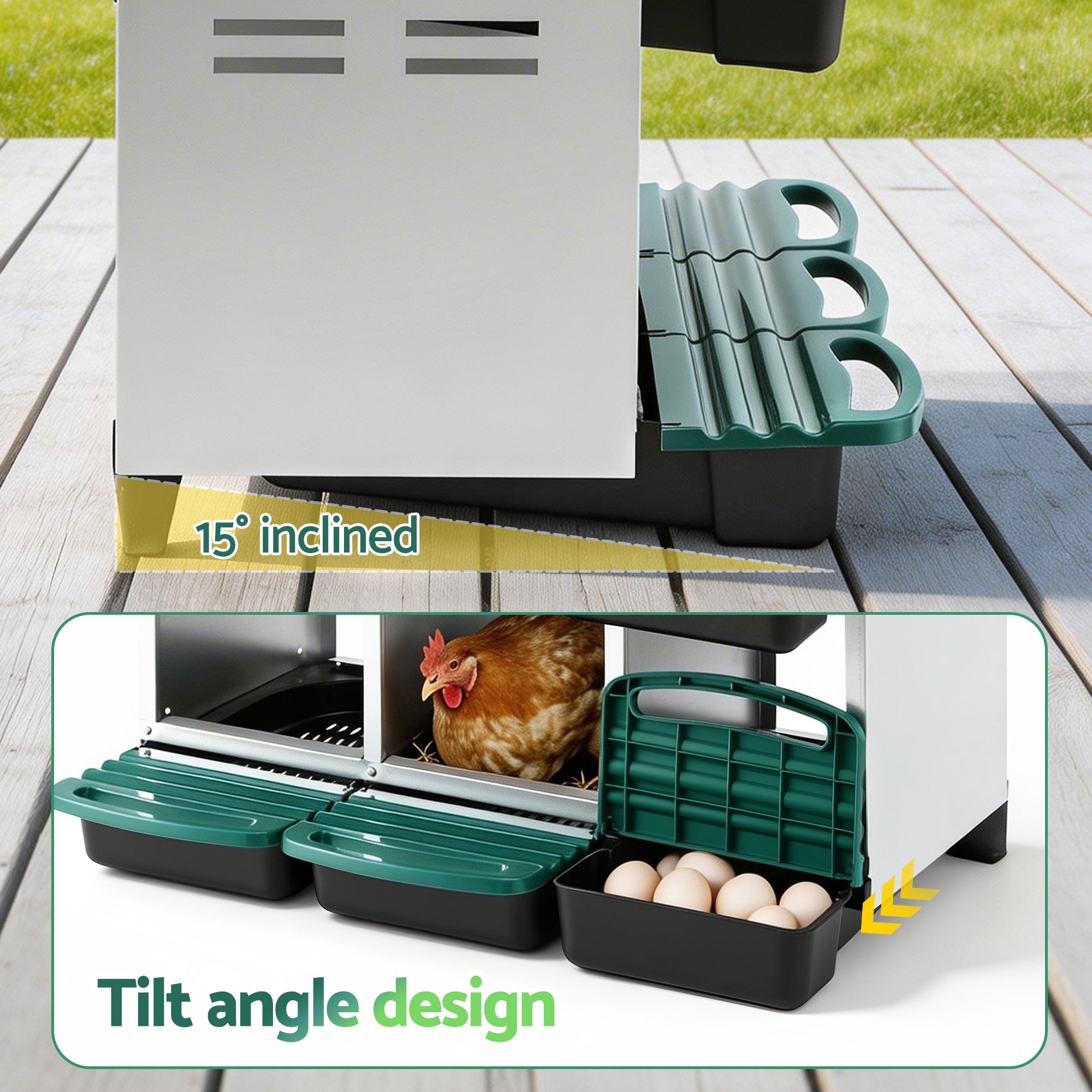 Chicken Nesting Box Roll Away Metal Nesting Box Wall Mounted 6 Holes Green - Pet Care > Coops & Hutches > Small Animal Habitats & Cages - Rivercity House & Home Co. (ABN 18 642 972 209) - Affordable Modern Furniture Australia