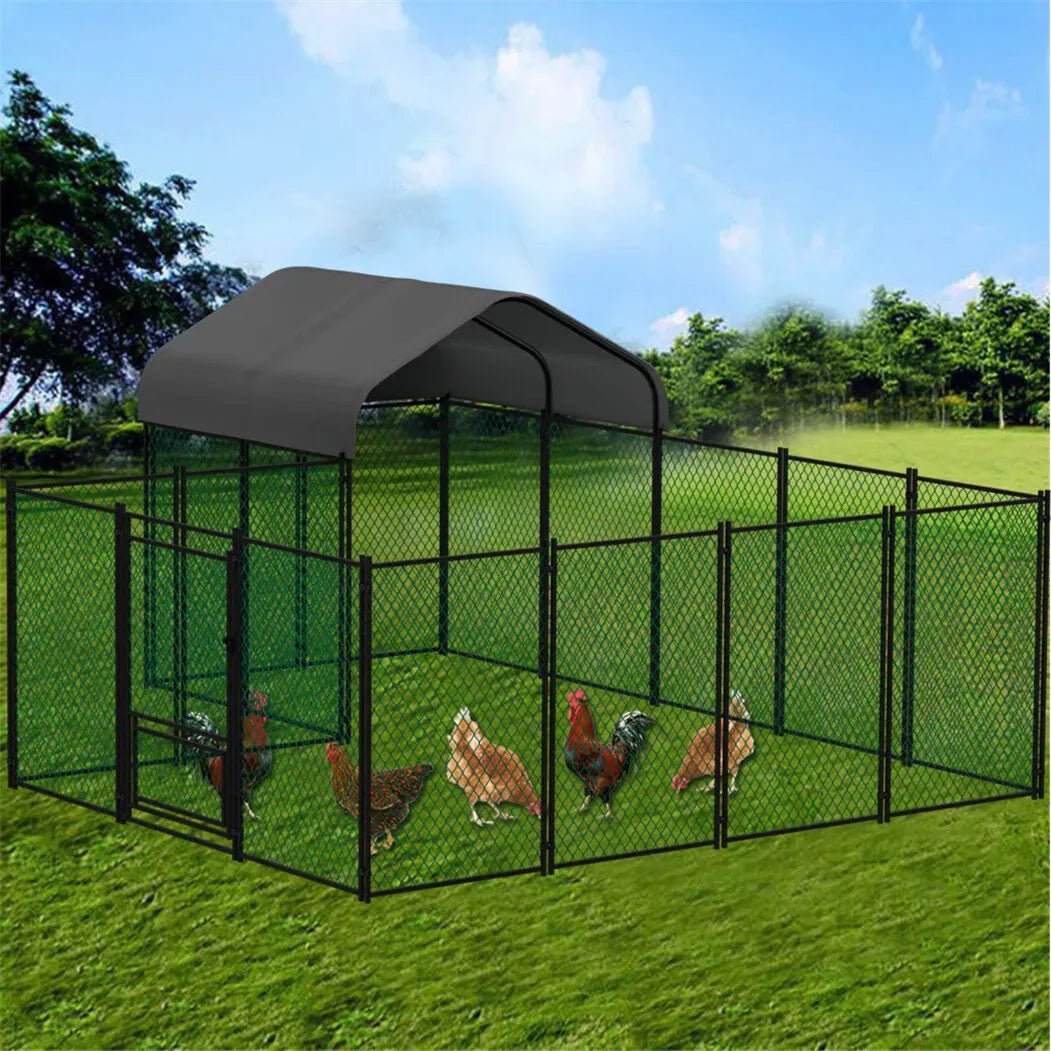 Chicken Run Coop 304.8 x 396.24 cm Covered Poultry Rabbit Hen Cage with Feeding Door - Pet Care > Coops & Hutches > Small Animal Habitats & Cages - Rivercity House & Home Co. (ABN 18 642 972 209) - Affordable Modern Furniture Australia