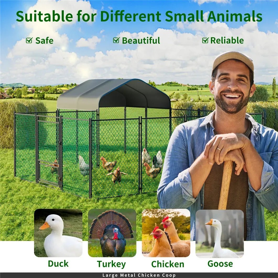 Chicken Run Coop 304.8 x 396.24 cm Covered Poultry Rabbit Hen Cage with Feeding Door - Pet Care > Coops & Hutches > Small Animal Habitats & Cages - Rivercity House & Home Co. (ABN 18 642 972 209) - Affordable Modern Furniture Australia