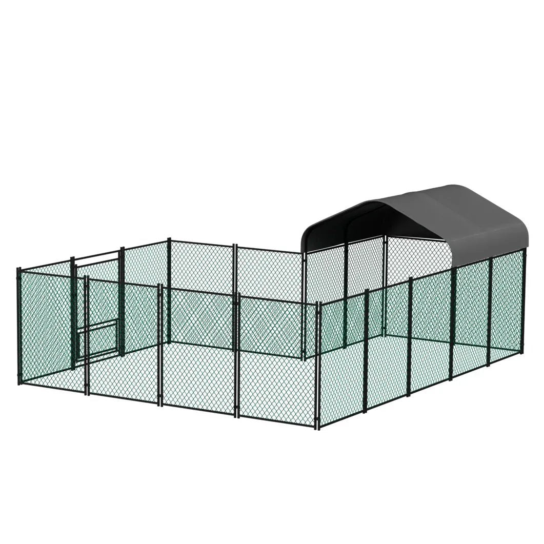 Chicken Run Coop 304.8 x 396.24 cm Covered Poultry Rabbit Hen Cage with Feeding Door - Pet Care > Coops & Hutches > Small Animal Habitats & Cages - Rivercity House & Home Co. (ABN 18 642 972 209) - Affordable Modern Furniture Australia