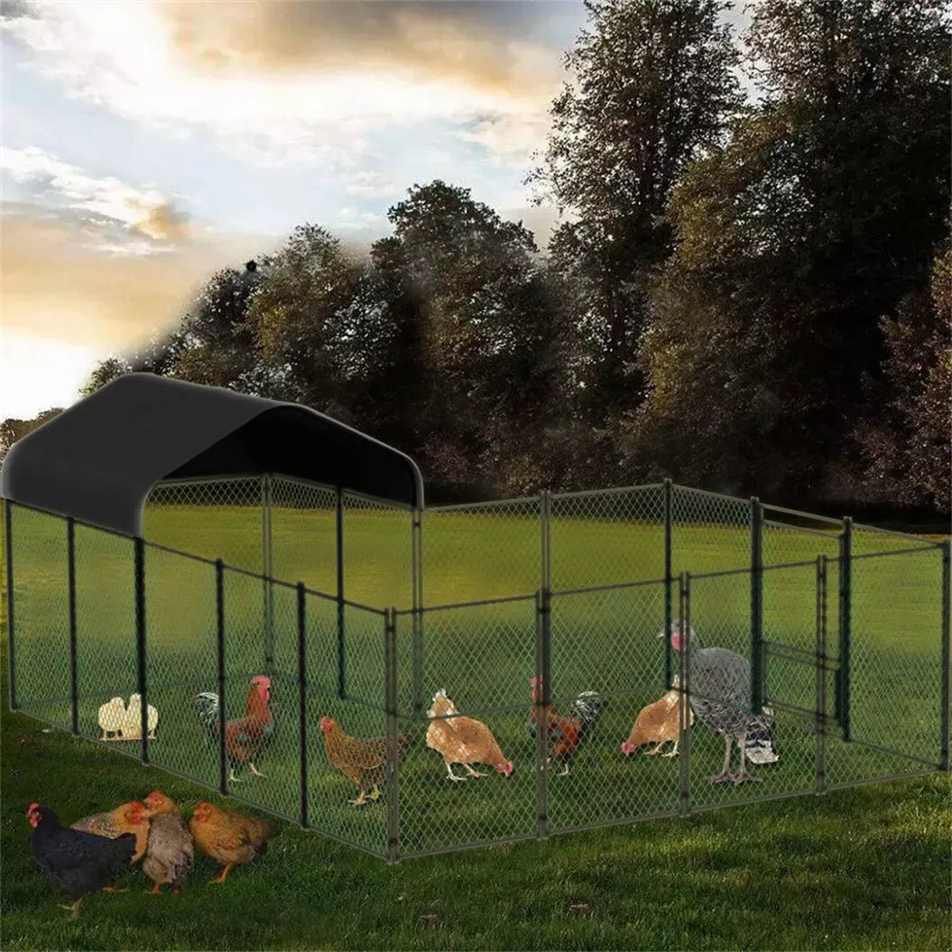 Chicken Run Coop 304.8 x 396.24 cm Covered Poultry Rabbit Hen Cage with Feeding Door - Pet Care > Coops & Hutches > Small Animal Habitats & Cages - Rivercity House & Home Co. (ABN 18 642 972 209) - Affordable Modern Furniture Australia
