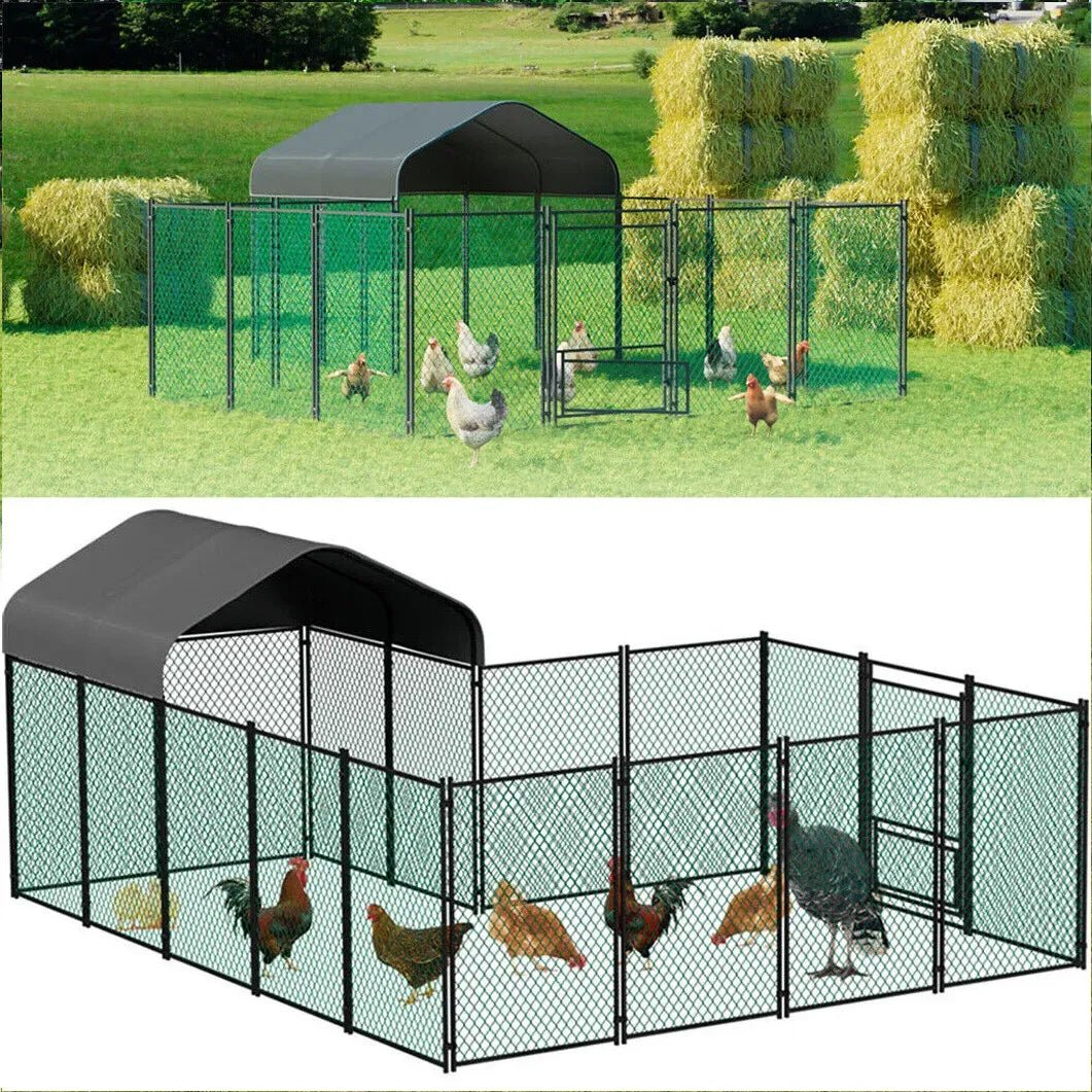 Chicken Run Coop 304.8 x 396.24 cm Covered Poultry Rabbit Hen Cage with Feeding Door - Pet Care > Coops & Hutches > Small Animal Habitats & Cages - Rivercity House & Home Co. (ABN 18 642 972 209) - Affordable Modern Furniture Australia