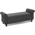 Chloe Linen Storage Ottoman Blanket Box Grey