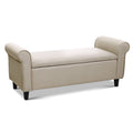 Chloe Linen Storage Ottoman Blanket Box Taupe