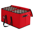 Christmas Baubles Storage Box 128 Slots for Ornaments Up to 3 Inch with Zipper and Handles - Red