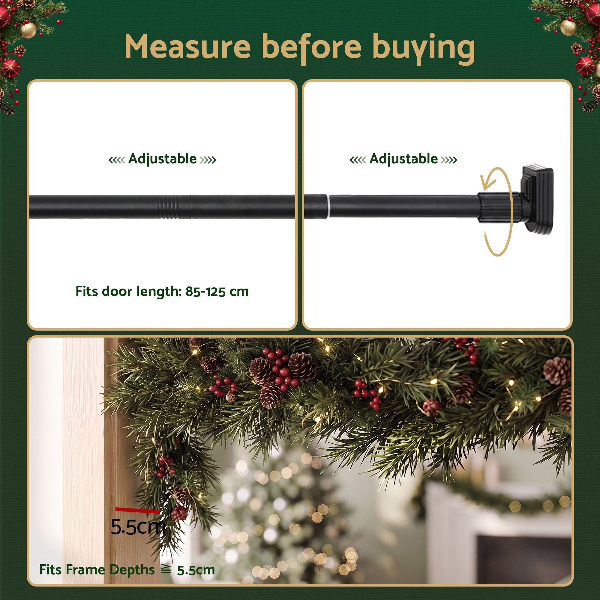 Christmas Garland Hook Hanger Wreath Fits 85-125CM Door No Drill - Occasions > Christmas > Christmas Wreaths & Garlands - Rivercity House & Home Co. (ABN 18 642 972 209) - Affordable Modern Furniture Australia
