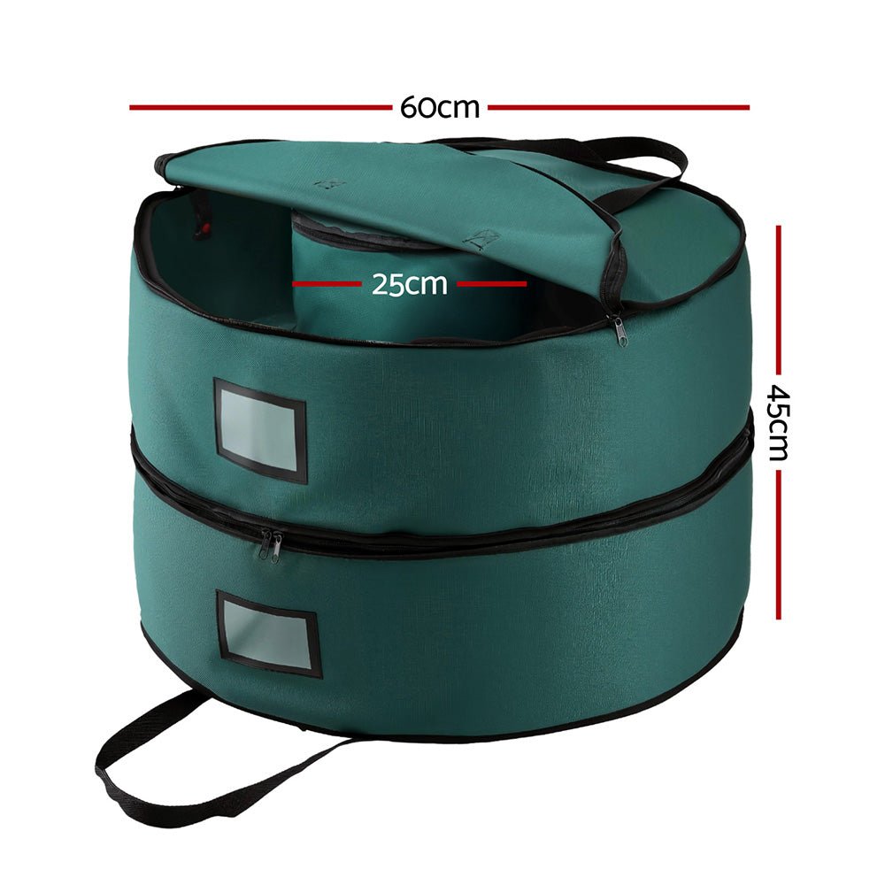 Christmas Garland Wreath Storage Bag 2 - Tier Ornaments Holder 60cm - Occasions > Christmas > Christmas Decorations - Rivercity House & Home Co. (ABN 18 642 972 209) - Affordable Modern Furniture Australia