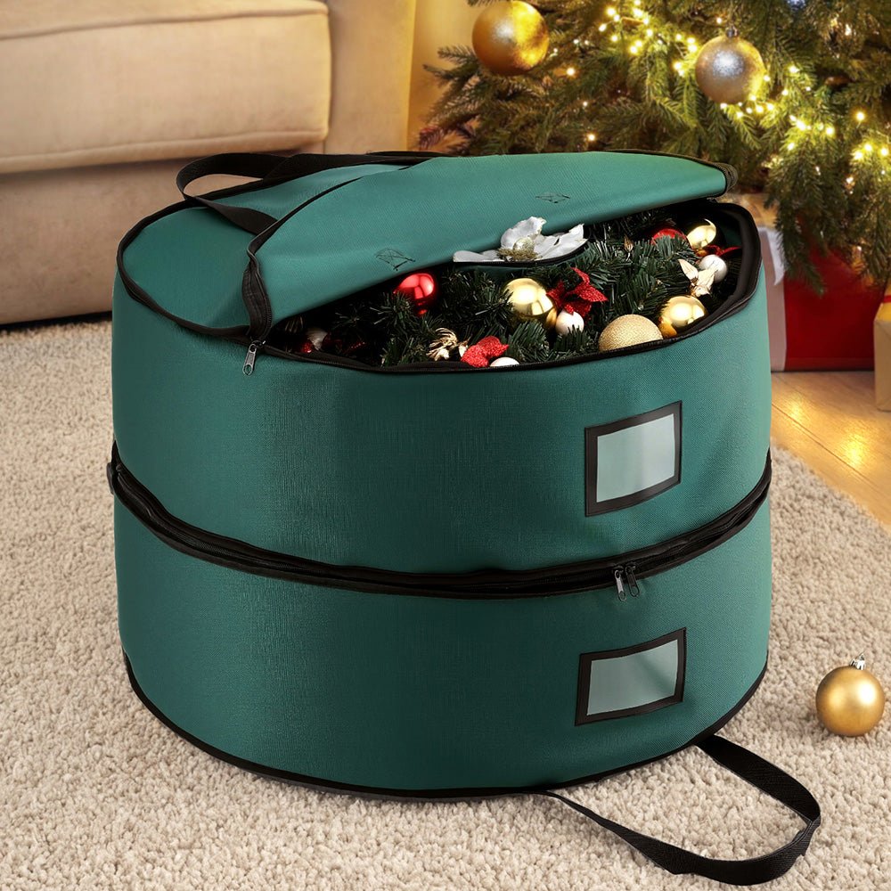 Christmas Garland Wreath Storage Bag 2 - Tier Ornaments Holder 60cm - Occasions > Christmas > Christmas Decorations - Rivercity House & Home Co. (ABN 18 642 972 209) - Affordable Modern Furniture Australia
