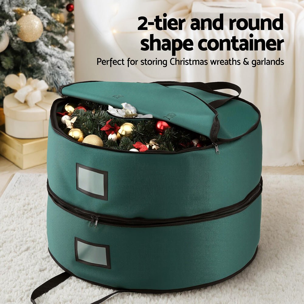 Christmas Garland Wreath Storage Bag 2 - Tier Ornaments Holder 60cm - Occasions > Christmas > Christmas Decorations - Rivercity House & Home Co. (ABN 18 642 972 209) - Affordable Modern Furniture Australia
