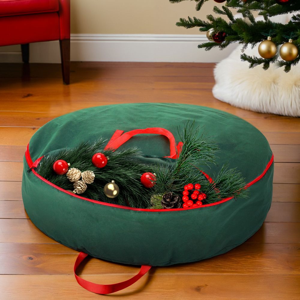 Christmas Garland Wreath Storage Bag 90cm with Handles and Zipper - Green - Home & Garden > Storage > Clothing & Wardrobe Storage - Rivercity House & Home Co. (ABN 18 642 972 209) - Affordable Modern Furniture Australia