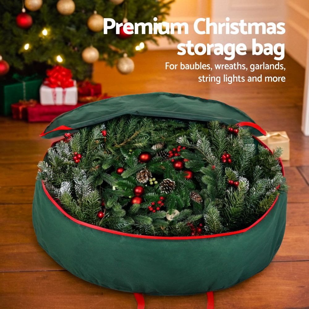 Christmas Garland Wreath Storage Bag 90cm with Handles and Zipper - Green - Home & Garden > Storage > Clothing & Wardrobe Storage - Rivercity House & Home Co. (ABN 18 642 972 209) - Affordable Modern Furniture Australia