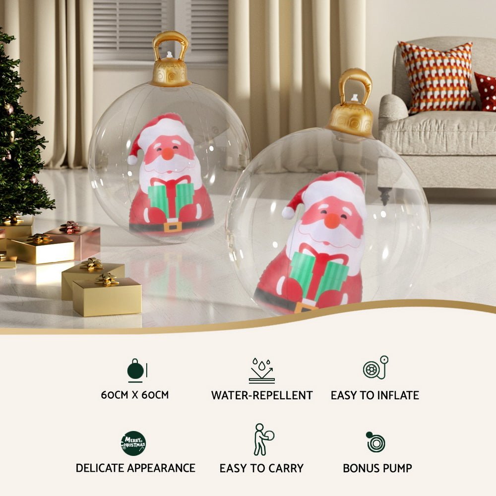 Christmas Inflatable Ball 60cm Santa Decoration Giant Bauble Clear - Occasions > Christmas > Christmas Decorations - Rivercity House & Home Co. (ABN 18 642 972 209) - Affordable Modern Furniture Australia