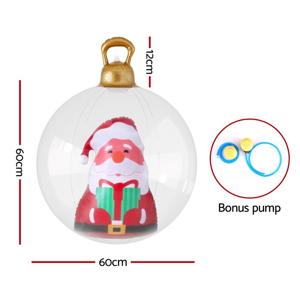 Christmas Inflatable Ball 60cm Santa Decoration Giant Bauble Clear - Occasions > Christmas > Christmas Decorations - Rivercity House & Home Co. (ABN 18 642 972 209) - Affordable Modern Furniture Australia
