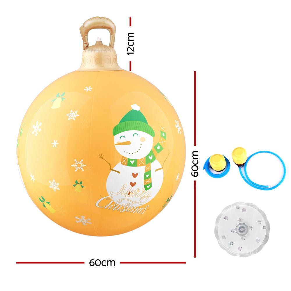 Christmas Inflatable Ball Led 60cm Snowman Decoration Bauble Gold - Occasions > Christmas > Christmas Decorations - Rivercity House & Home Co. (ABN 18 642 972 209) - Affordable Modern Furniture Australia