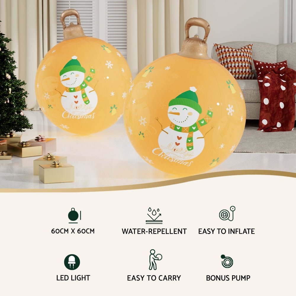 Christmas Inflatable Ball Led 60cm Snowman Decoration Bauble Gold - Occasions > Christmas > Christmas Decorations - Rivercity House & Home Co. (ABN 18 642 972 209) - Affordable Modern Furniture Australia