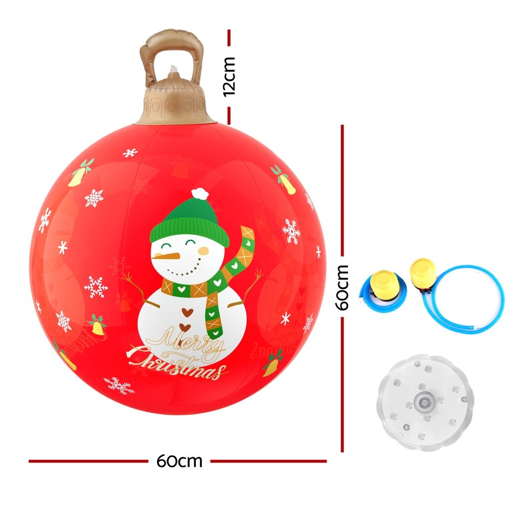 Christmas Inflatable Ball Led 60cm Snowman Decoration Bauble Red - Occasions > Christmas > Christmas Decorations - Rivercity House & Home Co. (ABN 18 642 972 209) - Affordable Modern Furniture Australia