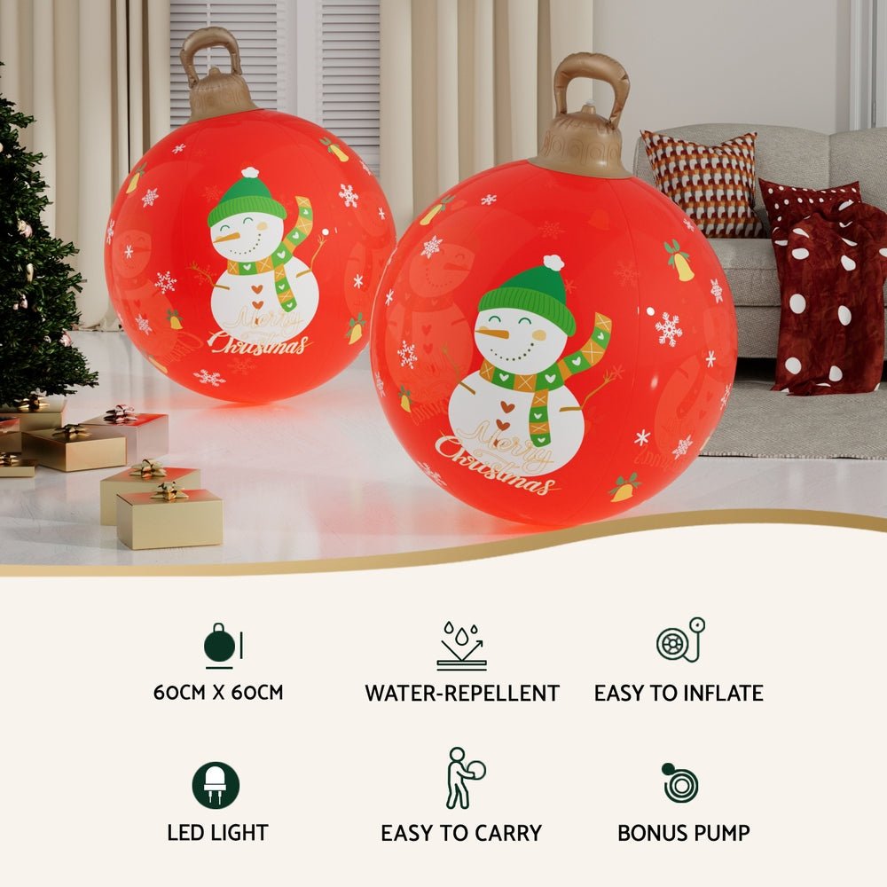 Christmas Inflatable Ball Led 60cm Snowman Decoration Bauble Red - Occasions > Christmas > Christmas Decorations - Rivercity House & Home Co. (ABN 18 642 972 209) - Affordable Modern Furniture Australia