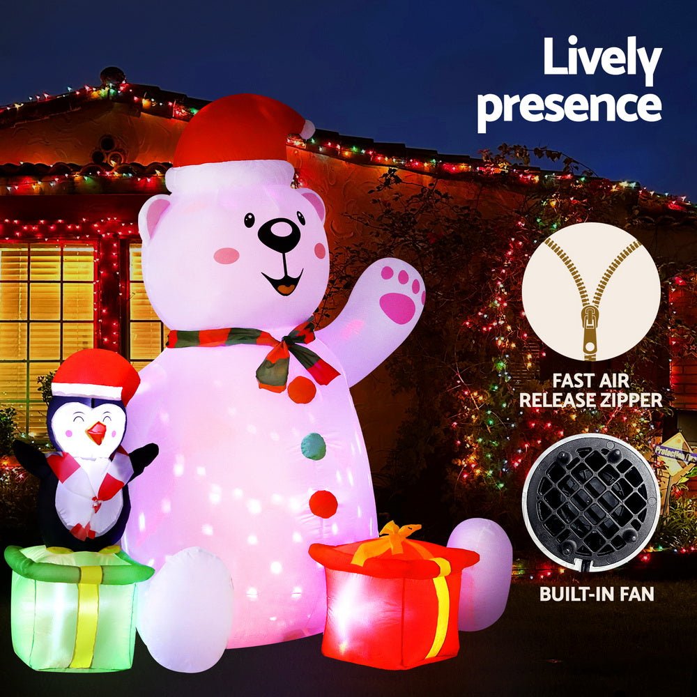Christmas Inflatable Bear 1.8M Height LED Outdoor Decorations Illuminated - Occasions > Christmas > Outdoor Decorations & Lights - Rivercity House & Home Co. (ABN 18 642 972 209) - Affordable Modern Furniture Australia