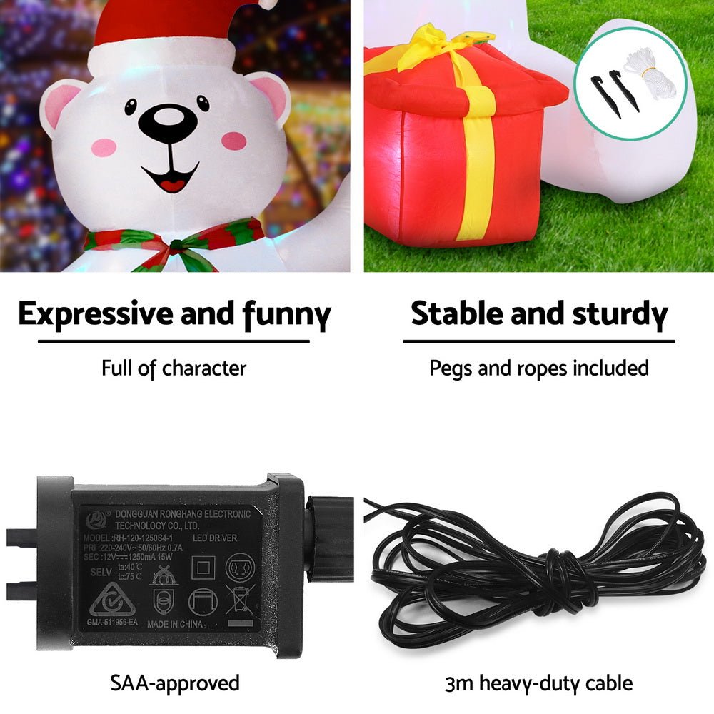 Christmas Inflatable Bear 1.8M Height LED Outdoor Decorations Illuminated - Occasions > Christmas > Outdoor Decorations & Lights - Rivercity House & Home Co. (ABN 18 642 972 209) - Affordable Modern Furniture Australia