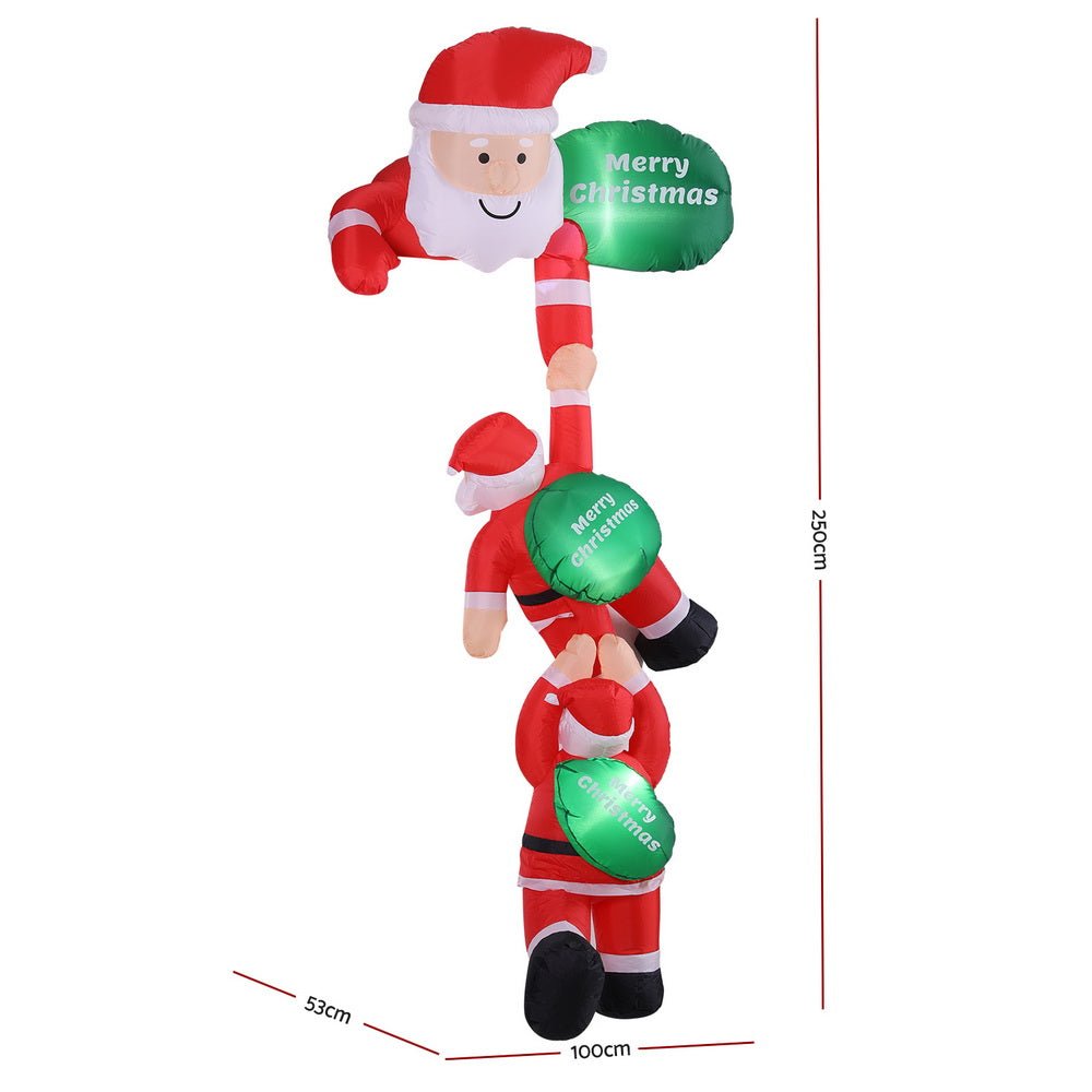 Christmas Inflatable Climbing Santa 2.5M Height LED Decorations Illuminated - Occasions > Christmas > Outdoor Decorations & Lights - Rivercity House & Home Co. (ABN 18 642 972 209) - Affordable Modern Furniture Australia