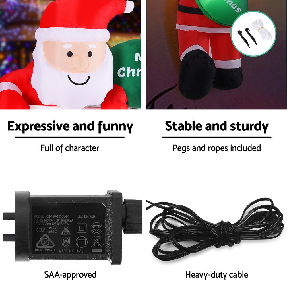 Christmas Inflatable Climbing Santa 2.5M Height LED Decorations Illuminated - Occasions > Christmas > Outdoor Decorations & Lights - Rivercity House & Home Co. (ABN 18 642 972 209) - Affordable Modern Furniture Australia