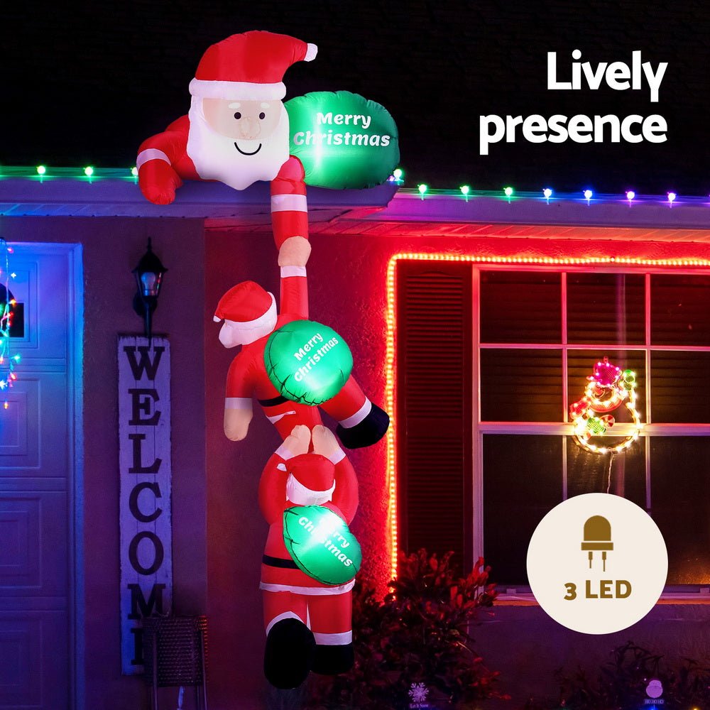 Christmas Inflatable Climbing Santa 2.5M Height LED Decorations Illuminated - Occasions > Christmas > Outdoor Decorations & Lights - Rivercity House & Home Co. (ABN 18 642 972 209) - Affordable Modern Furniture Australia