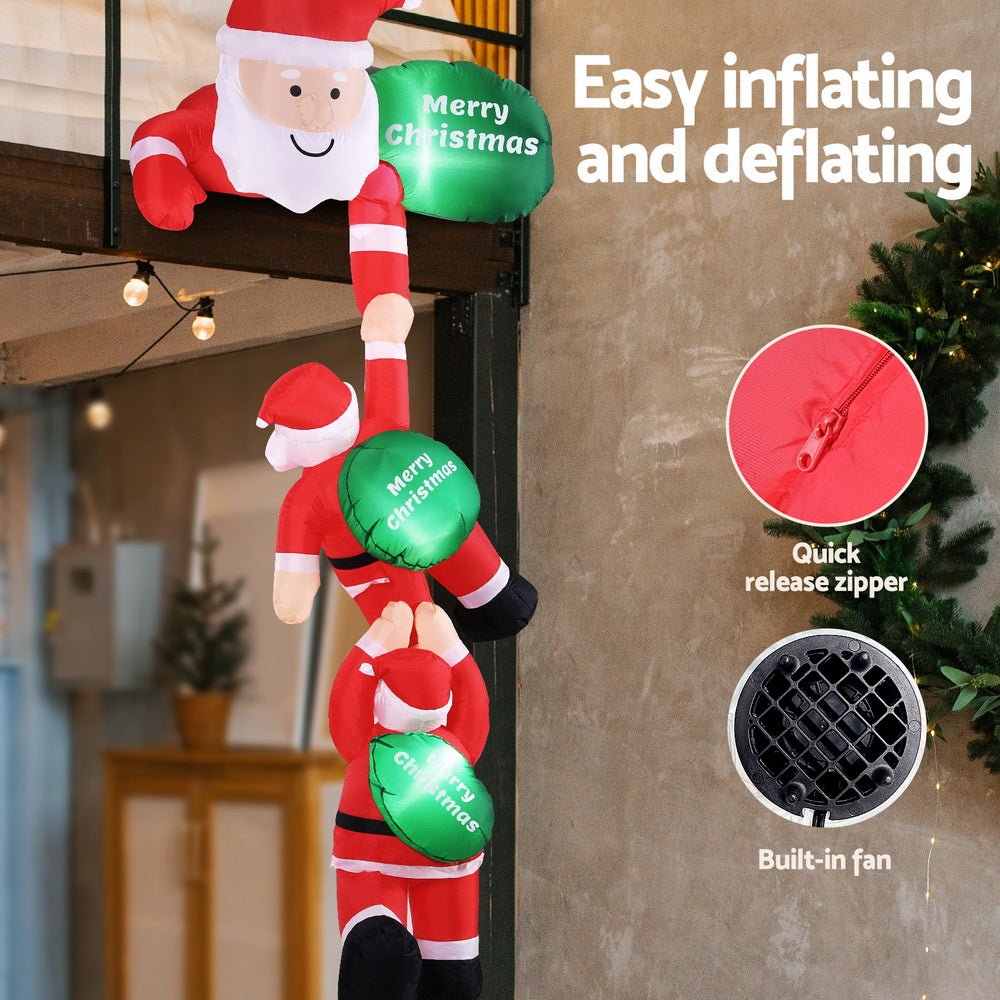 Christmas Inflatable Climbing Santa 2.5M Height LED Decorations Illuminated - Occasions > Christmas > Outdoor Decorations & Lights - Rivercity House & Home Co. (ABN 18 642 972 209) - Affordable Modern Furniture Australia