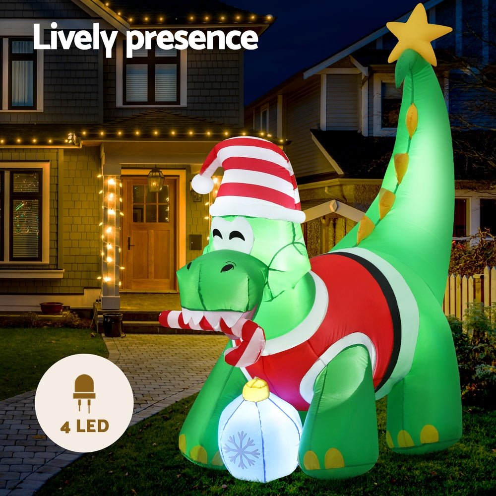 Christmas Inflatable Dinosaur 1.86M Height LED Decorations Illuminated - Occasions > Christmas > Christmas Decorations - Rivercity House & Home Co. (ABN 18 642 972 209) - Affordable Modern Furniture Australia