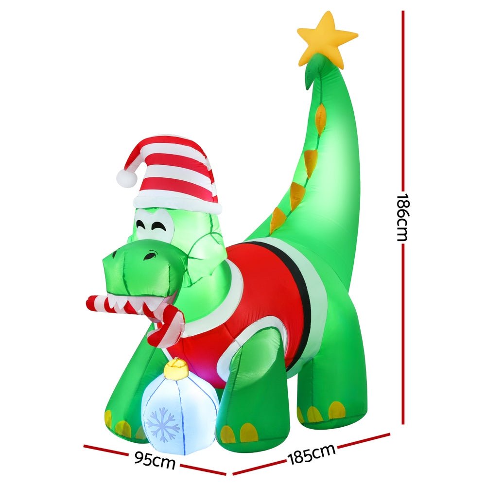 Christmas Inflatable Dinosaur 1.86M Height LED Decorations Illuminated - Occasions > Christmas > Christmas Decorations - Rivercity House & Home Co. (ABN 18 642 972 209) - Affordable Modern Furniture Australia