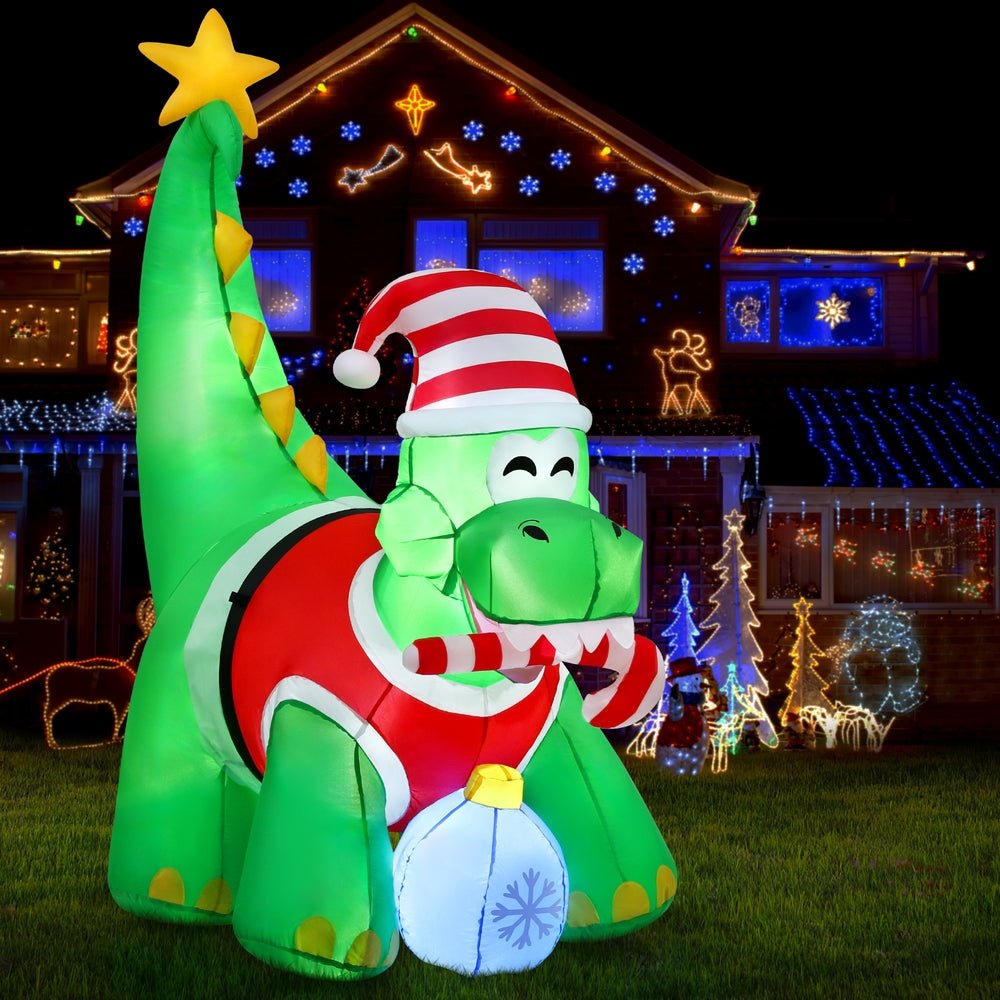 Christmas Inflatable Dinosaur 1.86M Height LED Decorations Illuminated - Occasions > Christmas > Christmas Decorations - Rivercity House & Home Co. (ABN 18 642 972 209) - Affordable Modern Furniture Australia
