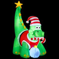 Christmas Inflatable Dinosaur Decoration 1.86m with LED Lights and Built-in Blower - White