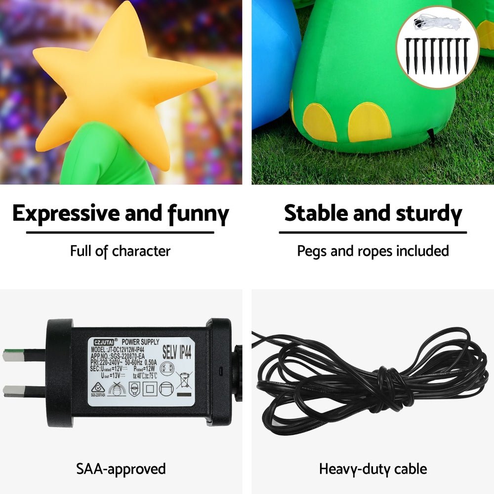 Christmas Inflatable Dinosaur 1.86M Height LED Decorations Illuminated - Occasions > Christmas > Christmas Decorations - Rivercity House & Home Co. (ABN 18 642 972 209) - Affordable Modern Furniture Australia