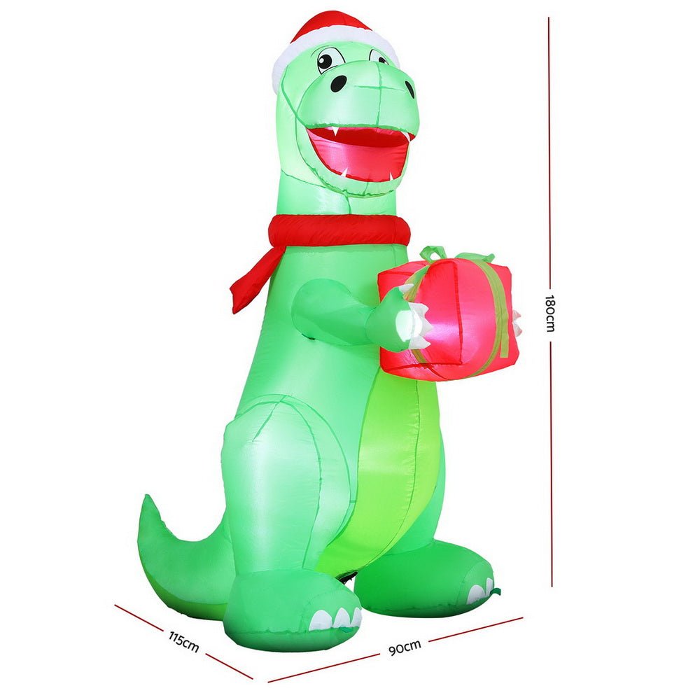 Christmas Inflatable Dinosaur 1.8M Height LED Decorations Illuminated - Occasions > Christmas > Christmas Decorations - Rivercity House & Home Co. (ABN 18 642 972 209) - Affordable Modern Furniture Australia