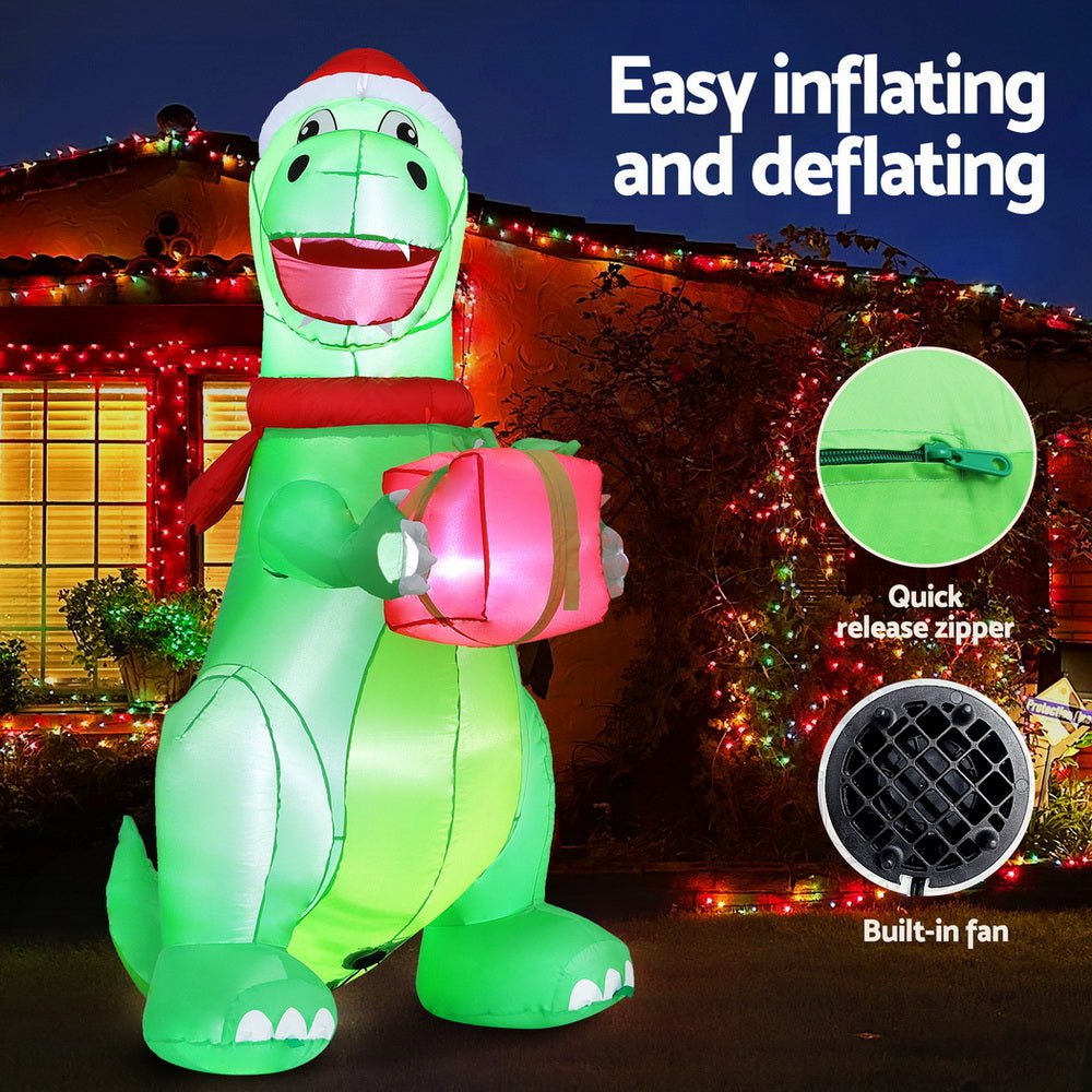 Christmas Inflatable Dinosaur 1.8M Height LED Decorations Illuminated - Occasions > Christmas > Christmas Decorations - Rivercity House & Home Co. (ABN 18 642 972 209) - Affordable Modern Furniture Australia