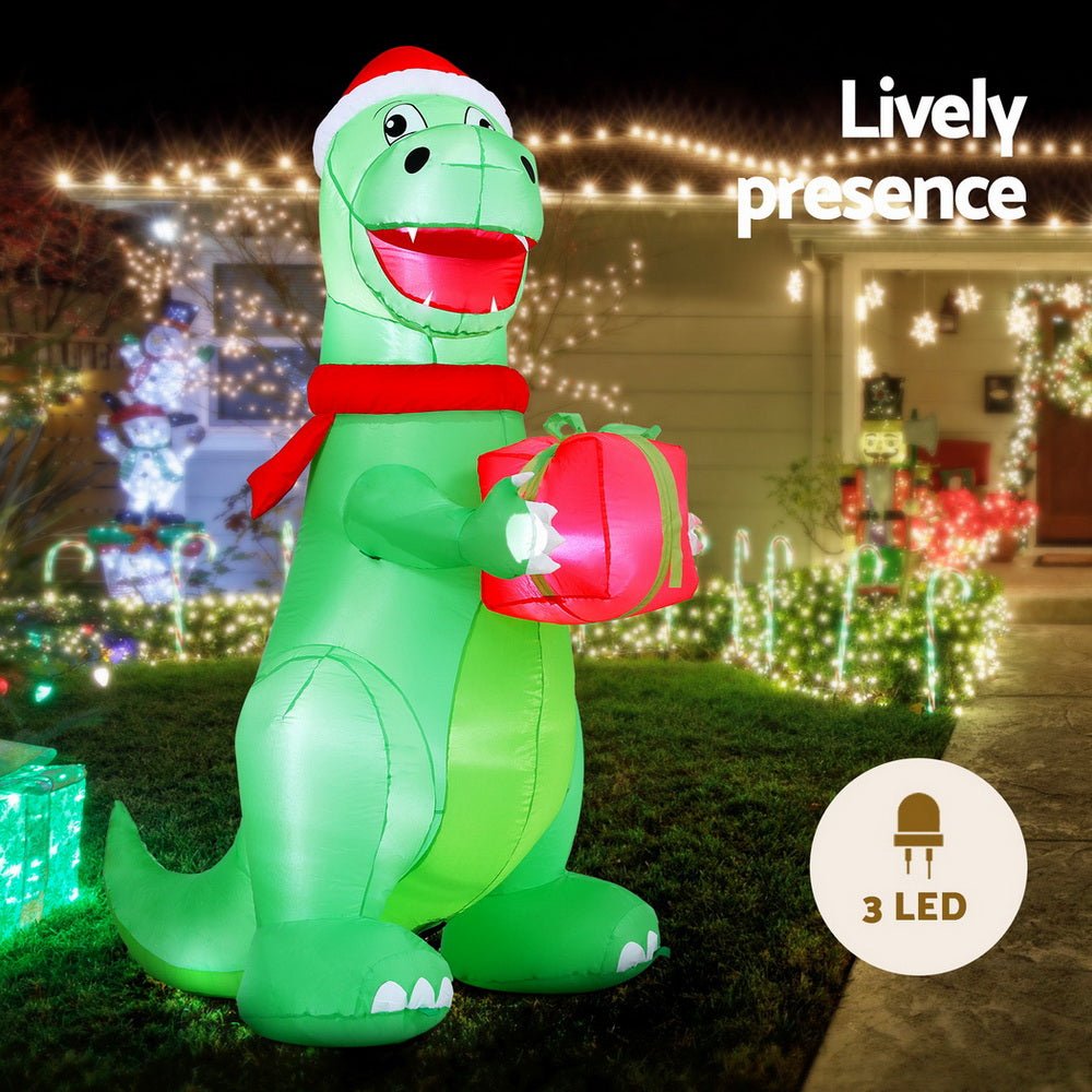 Christmas Inflatable Dinosaur 1.8M Height LED Decorations Illuminated - Occasions > Christmas > Christmas Decorations - Rivercity House & Home Co. (ABN 18 642 972 209) - Affordable Modern Furniture Australia