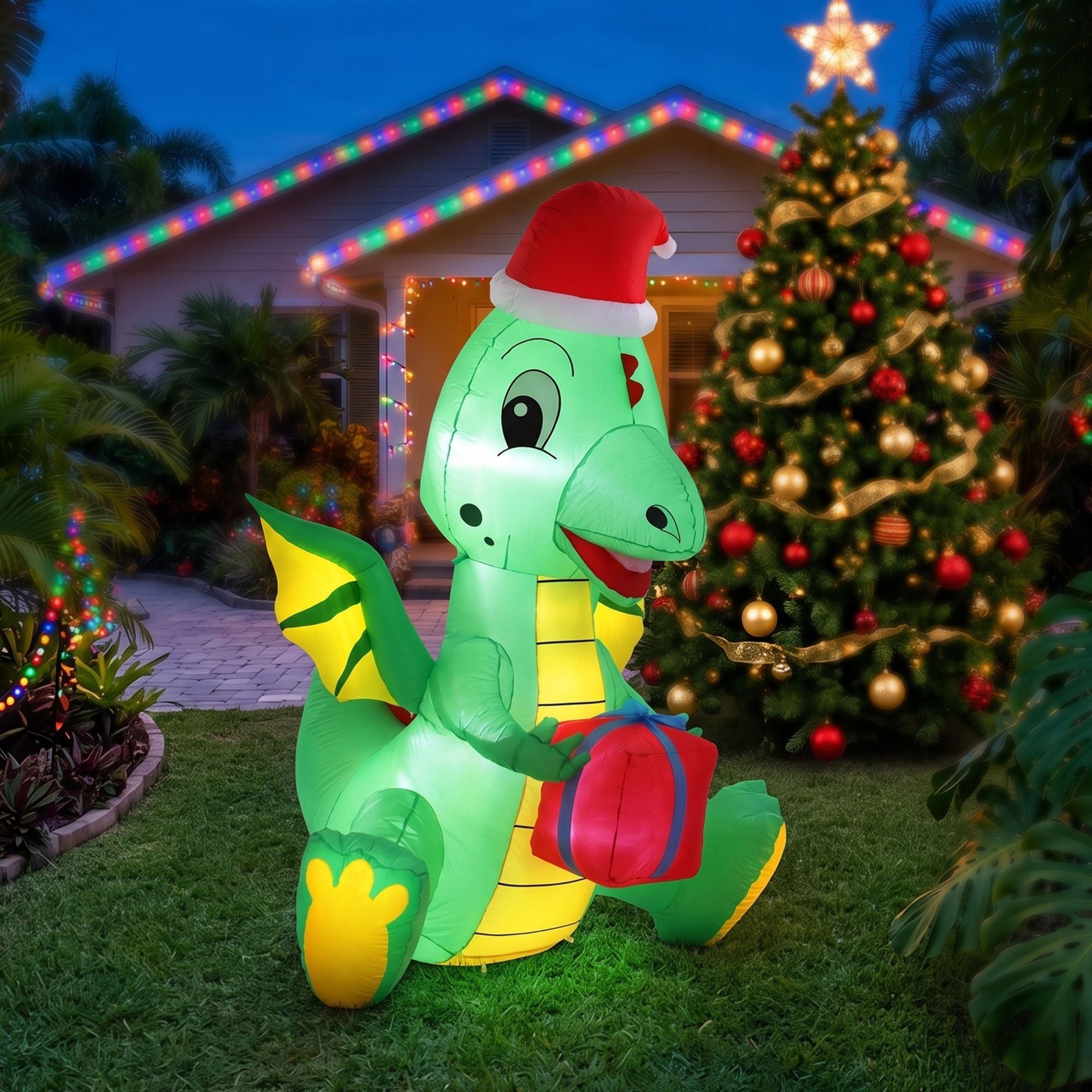 Christmas Inflatable Dragon 1.8M Height LED Outdoor Decorations Illuminated - Occasions > Christmas > Outdoor Decorations & Lights - Rivercity House & Home Co. (ABN 18 642 972 209) - Affordable Modern Furniture Australia