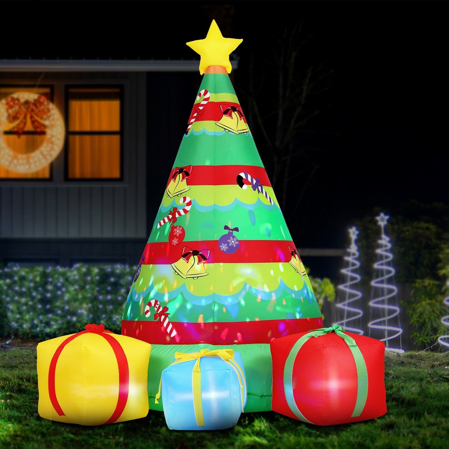 Christmas Inflatable Gift Tree 2.2M Height Flashing Light Decorations Illuminated - Occasions > Christmas > Outdoor Decorations & Lights - Rivercity House & Home Co. (ABN 18 642 972 209) - Affordable Modern Furniture Australia