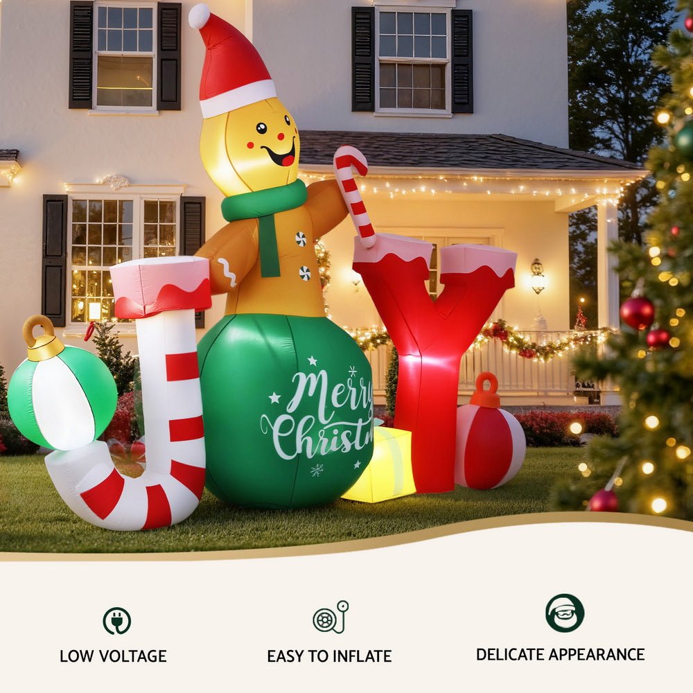Christmas Inflatable Gingerman Joy 3M Long Outdoor Decorations Illuminated - Occasions > Christmas > Christmas Decorations - Rivercity House & Home Co. (ABN 18 642 972 209) - Affordable Modern Furniture Australia