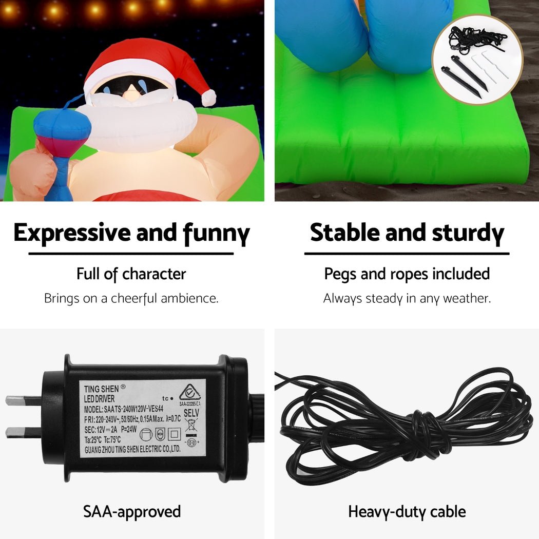 Christmas Inflatable Santa Bench 1.8M LED Illuminated Decorations - Occasions > Christmas > Christmas Decorations - Rivercity House & Home Co. (ABN 18 642 972 209) - Affordable Modern Furniture Australia