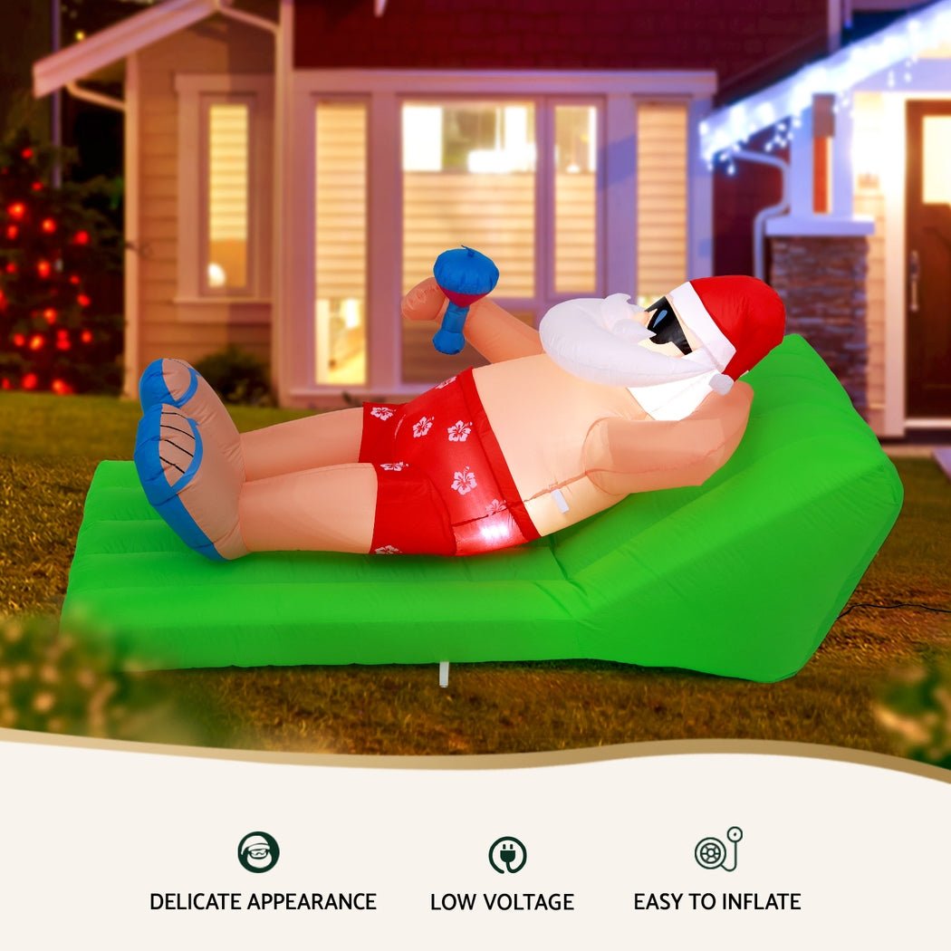 Christmas Inflatable Santa Bench 1.8M LED Illuminated Decorations - Occasions > Christmas > Christmas Decorations - Rivercity House & Home Co. (ABN 18 642 972 209) - Affordable Modern Furniture Australia