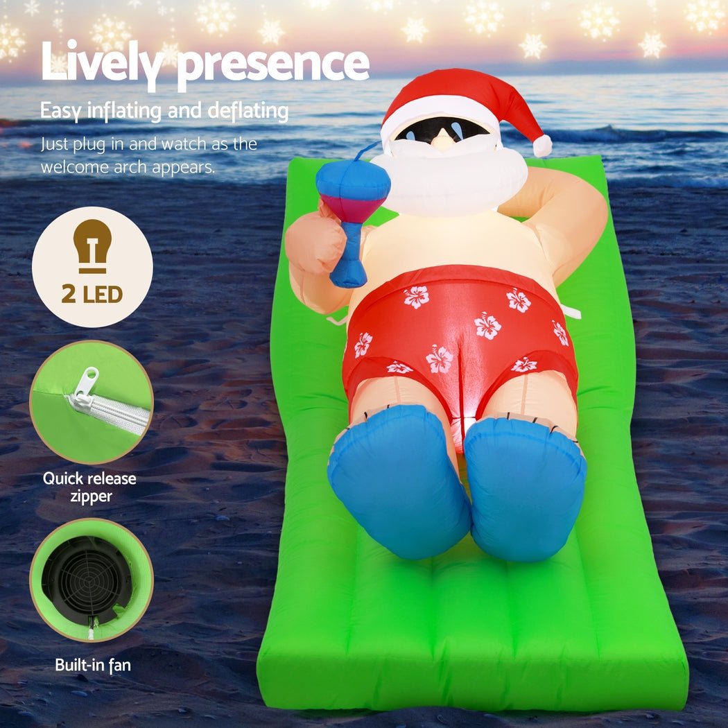 Christmas Inflatable Santa Bench 1.8M LED Illuminated Decorations - Occasions > Christmas > Christmas Decorations - Rivercity House & Home Co. (ABN 18 642 972 209) - Affordable Modern Furniture Australia