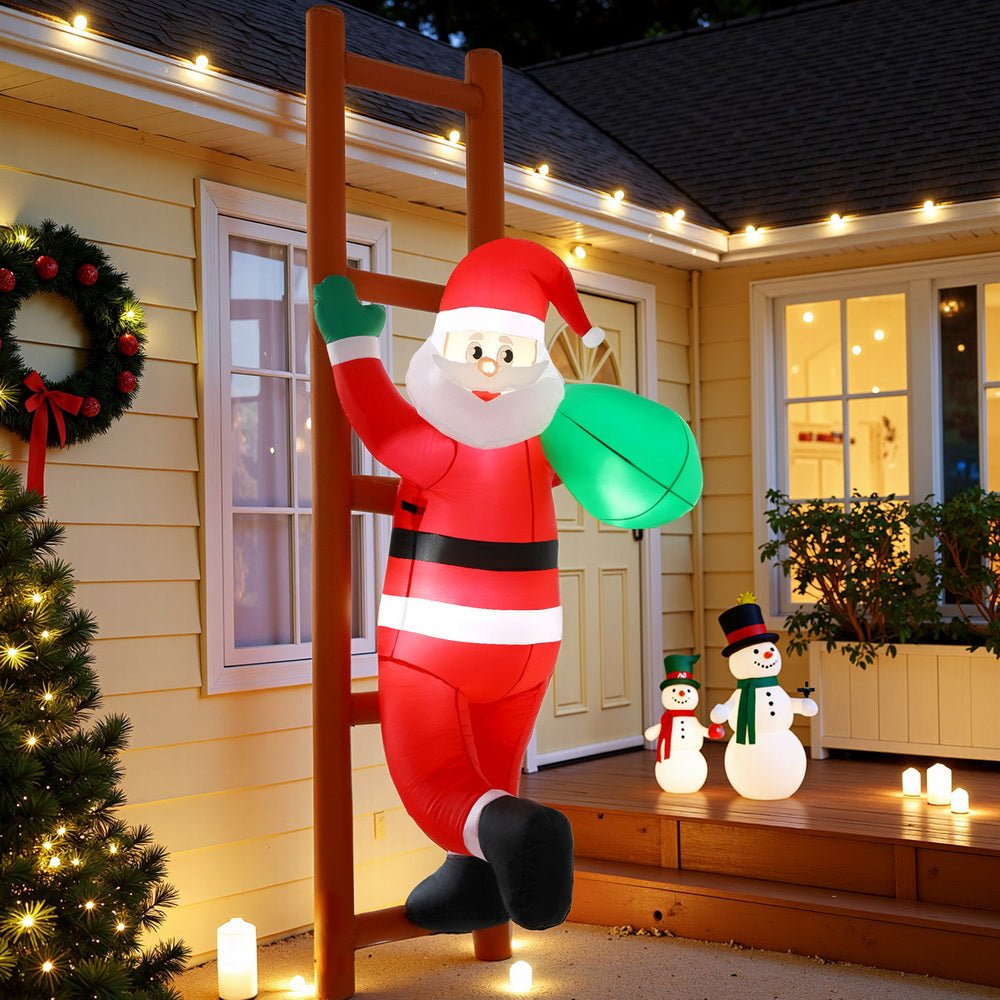 Christmas Inflatable Santa Climbing Ladder 2.45M Height LED Decorations Illuminated - Occasions > Costumes > Costumes & Accessories - Rivercity House & Home Co. (ABN 18 642 972 209) - Affordable Modern Furniture Australia
