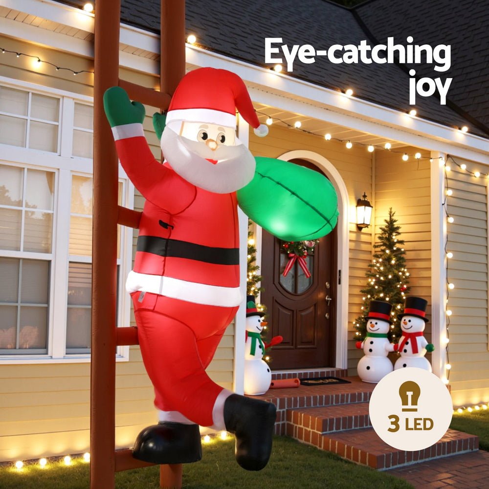 Christmas Inflatable Santa Climbing Ladder 2.45M Height LED Decorations Illuminated - Occasions > Costumes > Costumes & Accessories - Rivercity House & Home Co. (ABN 18 642 972 209) - Affordable Modern Furniture Australia
