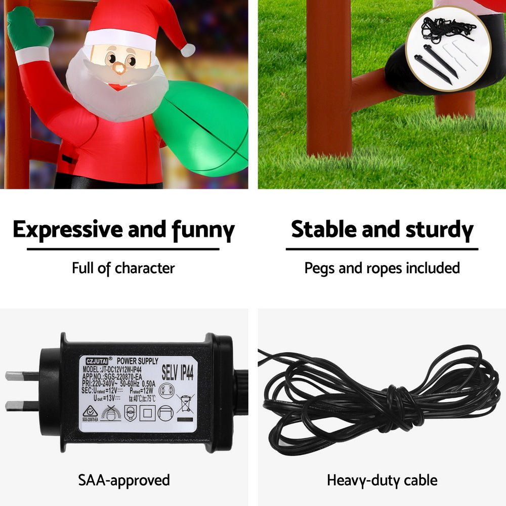 Christmas Inflatable Santa Climbing Ladder 2.45M Height LED Decorations Illuminated - Occasions > Costumes > Costumes & Accessories - Rivercity House & Home Co. (ABN 18 642 972 209) - Affordable Modern Furniture Australia