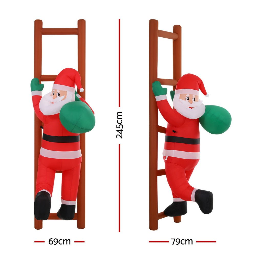 Christmas Inflatable Santa Climbing Ladder 2.45M Height LED Decorations Illuminated - Occasions > Costumes > Costumes & Accessories - Rivercity House & Home Co. (ABN 18 642 972 209) - Affordable Modern Furniture Australia