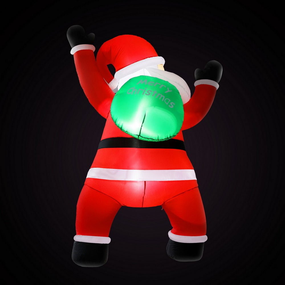 Christmas Inflatable Santa Climbing LED Illuminated Decorations 1.9M - Occasions > Christmas > Outdoor Decorations & Lights - Rivercity House & Home Co. (ABN 18 642 972 209) - Affordable Modern Furniture Australia