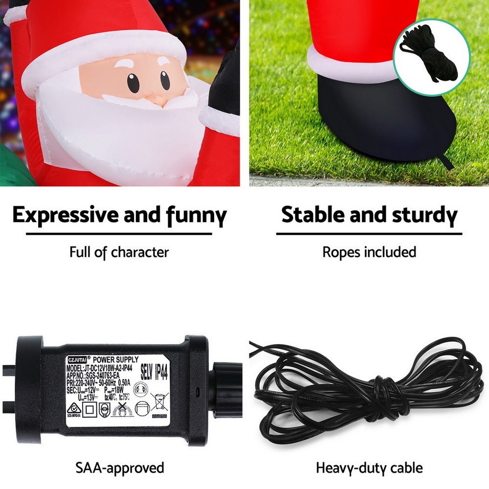 Christmas Inflatable Santa Climbing LED Illuminated Decorations 1.9M - Occasions > Christmas > Outdoor Decorations & Lights - Rivercity House & Home Co. (ABN 18 642 972 209) - Affordable Modern Furniture Australia