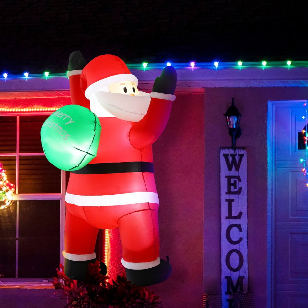 Christmas Inflatable Santa Climbing LED Illuminated Decorations 1.9M - Occasions > Christmas > Outdoor Decorations & Lights - Rivercity House & Home Co. (ABN 18 642 972 209) - Affordable Modern Furniture Australia
