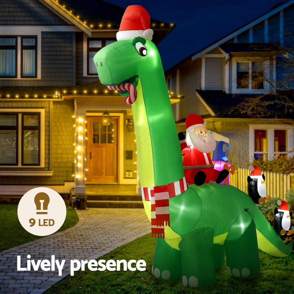 Christmas Inflatable Santa Dinosaur 3.8M Illuminated Decorations - Occasions > Christmas > Christmas Decorations - Rivercity House & Home Co. (ABN 18 642 972 209) - Affordable Modern Furniture Australia